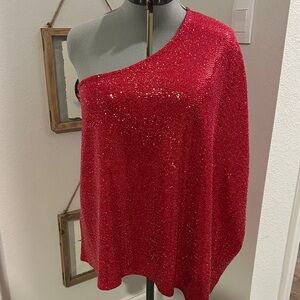 JODIFL Sparkling Red Drape Top perfect for the holidays